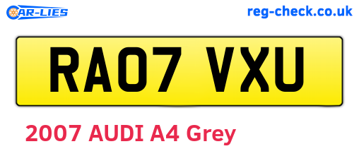RA07VXU are the vehicle registration plates.
