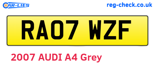 RA07WZF are the vehicle registration plates.