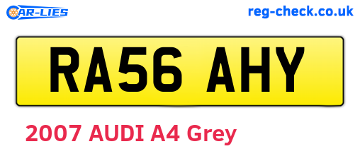 RA56AHY are the vehicle registration plates.