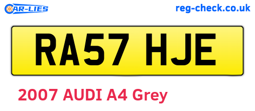 RA57HJE are the vehicle registration plates.