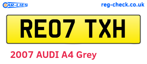 RE07TXH are the vehicle registration plates.