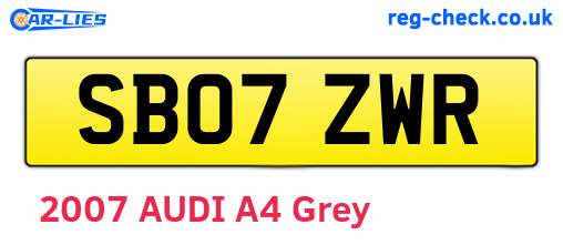 SB07ZWR are the vehicle registration plates.