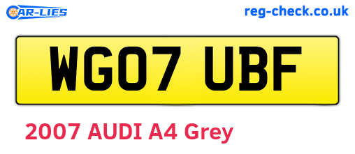 WG07UBF are the vehicle registration plates.