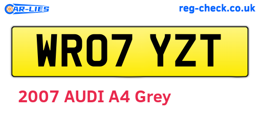WR07YZT are the vehicle registration plates.