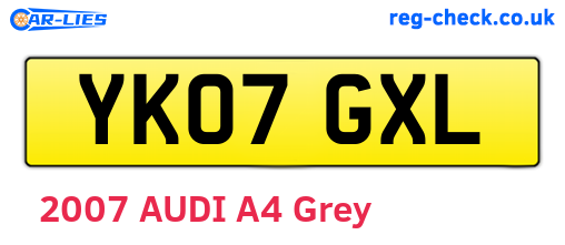 YK07GXL are the vehicle registration plates.