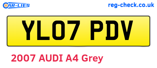 YL07PDV are the vehicle registration plates.