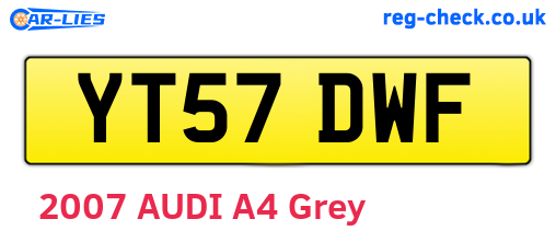 YT57DWF are the vehicle registration plates.