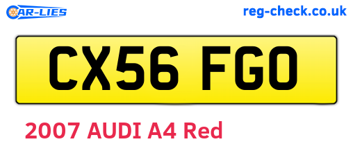 CX56FGO are the vehicle registration plates.