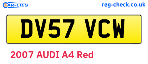 DV57VCW are the vehicle registration plates.