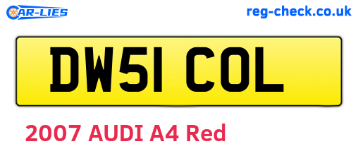 DW51COL are the vehicle registration plates.