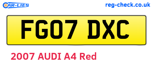 FG07DXC are the vehicle registration plates.