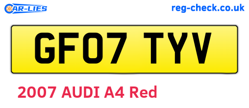 GF07TYV are the vehicle registration plates.