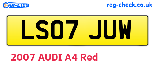 LS07JUW are the vehicle registration plates.