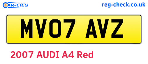 MV07AVZ are the vehicle registration plates.