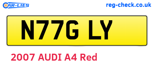 N77GLY are the vehicle registration plates.