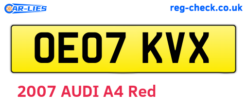 OE07KVX are the vehicle registration plates.