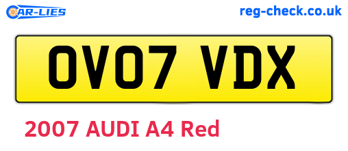 OV07VDX are the vehicle registration plates.