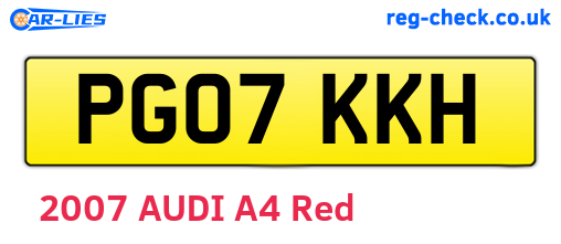 PG07KKH are the vehicle registration plates.