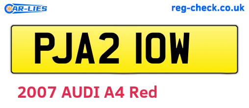 PJA210W are the vehicle registration plates.