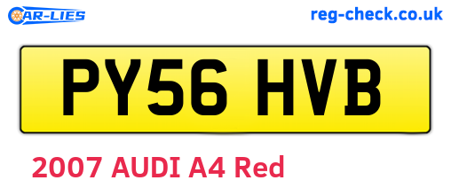 PY56HVB are the vehicle registration plates.