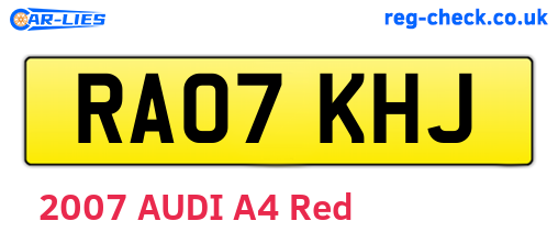 RA07KHJ are the vehicle registration plates.