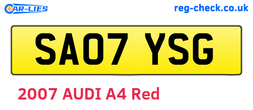 SA07YSG are the vehicle registration plates.