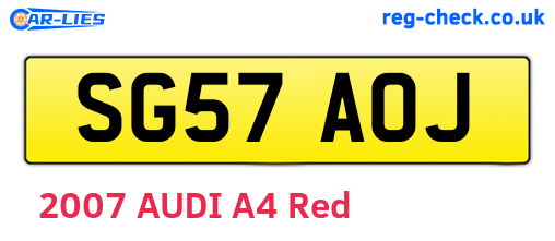 SG57AOJ are the vehicle registration plates.