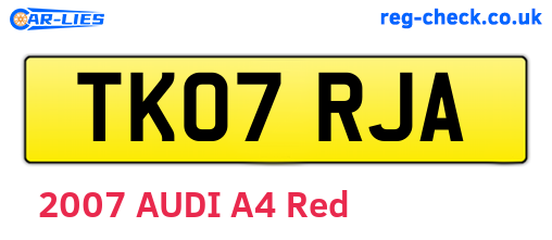 TK07RJA are the vehicle registration plates.