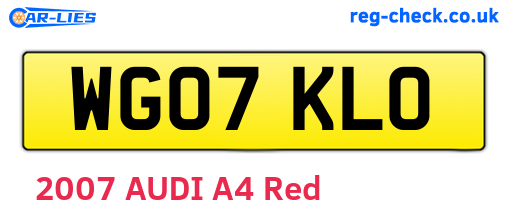 WG07KLO are the vehicle registration plates.