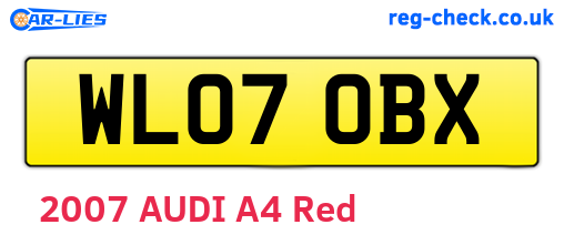 WL07OBX are the vehicle registration plates.