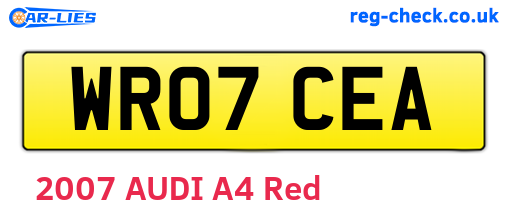 WR07CEA are the vehicle registration plates.