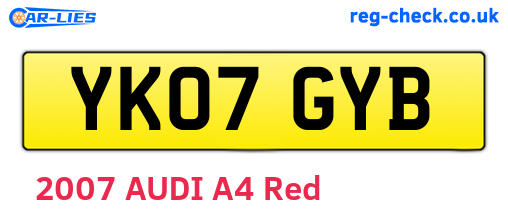 YK07GYB are the vehicle registration plates.
