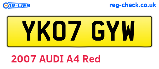 YK07GYW are the vehicle registration plates.