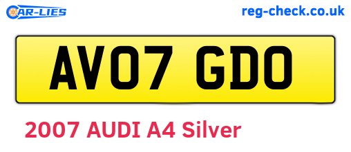 AV07GDO are the vehicle registration plates.