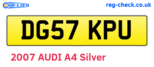 DG57KPU are the vehicle registration plates.