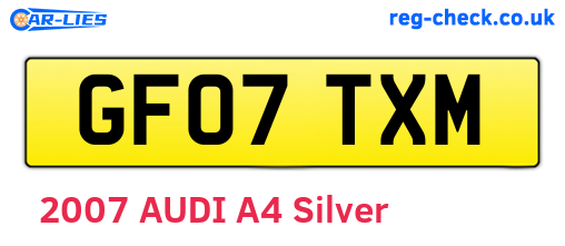 GF07TXM are the vehicle registration plates.