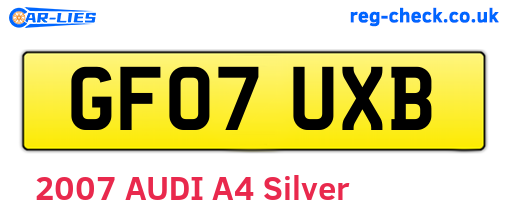 GF07UXB are the vehicle registration plates.