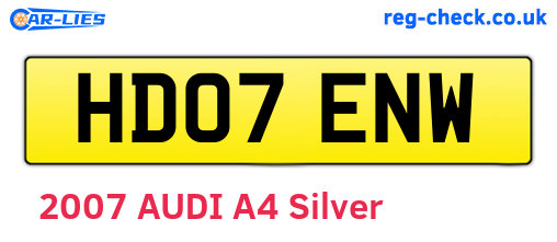 HD07ENW are the vehicle registration plates.