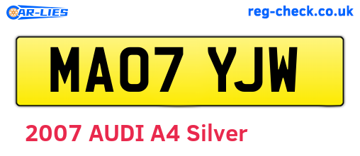 MA07YJW are the vehicle registration plates.