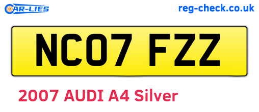 NC07FZZ are the vehicle registration plates.