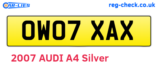 OW07XAX are the vehicle registration plates.
