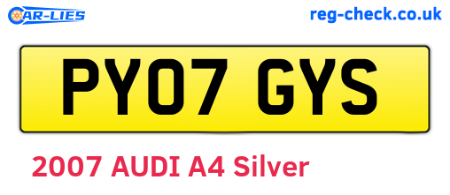 PY07GYS are the vehicle registration plates.