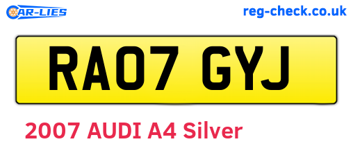 RA07GYJ are the vehicle registration plates.