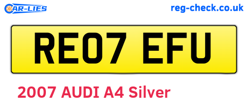 RE07EFU are the vehicle registration plates.