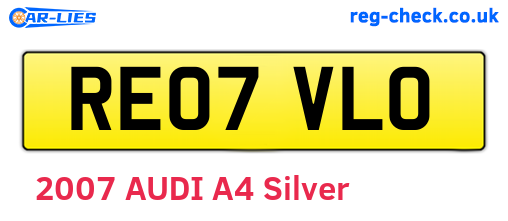 RE07VLO are the vehicle registration plates.