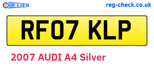 RF07KLP are the vehicle registration plates.