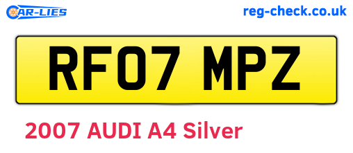 RF07MPZ are the vehicle registration plates.