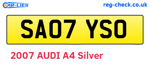 SA07YSO are the vehicle registration plates.