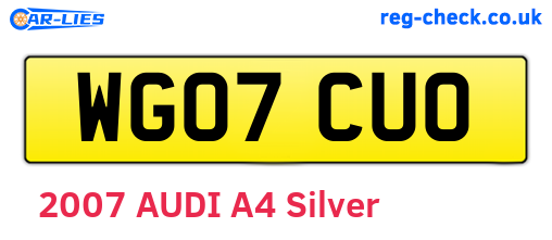WG07CUO are the vehicle registration plates.