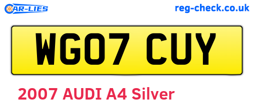 WG07CUY are the vehicle registration plates.